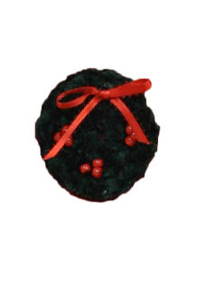 1990's Unisex Accessories - Jewelry Hand Crocheted Christmas Wreath Pin