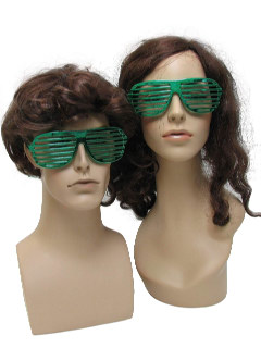 1980's Unisex Accessories - Totally 80s Retro Shutter Shade Metallic Green Christmas Party Sunglasses