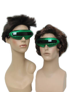 1980's Unisex Accessories - Totally 80s Style Devo Punk Look Glittery Green Christmas Party Sunglasses
