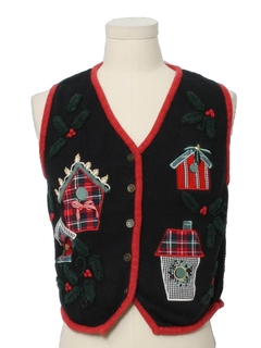 1980's Womens Country Kitsch Ugly Christmas Sweater Vest