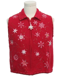 1980's Womens Snowflake Ugly Christmas Sweater Vest