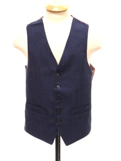 1970's Mens Royal Blue Pinstriped Suit Vest