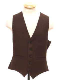 1970's Mens Brown Pinstriped Suit Vest
