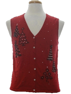 1980's Womens Minimalist Ugly Christmas Sweater Vest