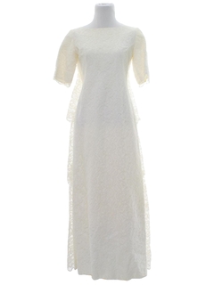 1970's Womens White Wedding Dress