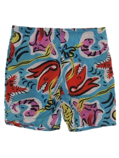 1980's Womens Totally 80s Print Baggy Shorts