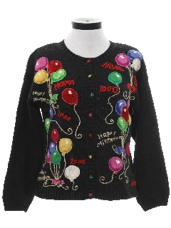 1990's Womens Ugly After Christmas Y2K Vintage New Years Eve Sweater