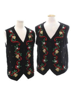 1980's Unisex Matching Set of Two Ugly Christmas Sweater Vests