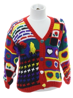 1980's Unisex/Childs Cheesy Ugly Cardigan Sweater