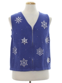 1980's Womens Ugly Christmas Sweater Snowflake Vest