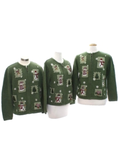 1980's Unisex Ugly Christmas Matching Set of Three Sweaters