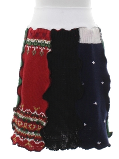1980's Womens Hand Made Ugly Christmas Mini Skirt