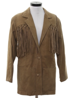 1980's Womens Western Leather Fringe Jacket