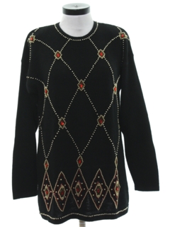 1980's Womens Beaded Cocktail Sweater