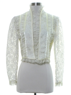 1980's Womens Totally 80s Victorian Style Lace Shirt