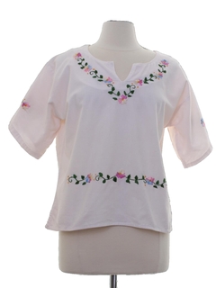 1970's Womens Embroidered Hippie Shirt