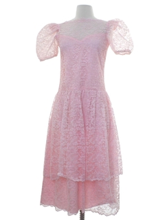 1970's Womens Pretty In Pink Maxi Prom Or Cocktail Dress