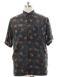 1990's Mens Silk Graphic Print Shirt