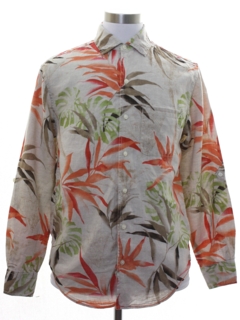 1990's Mens Linen Hawaiian Style Shirt