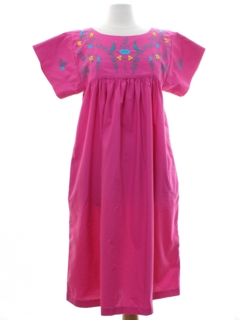 1970's Womens Embroidered Hippie Dress