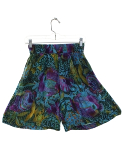 1990's Womens Hawaiian Inspired Rayon Print Shorts