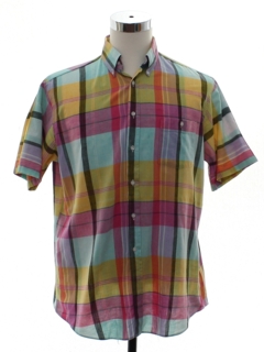 1980's Mens Plaid Preppy Shirt