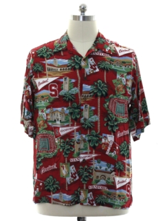 1990's Mens Stanford University Rayon Hawaiian Shirt