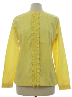 1960's Womens Mod Ruffle Front H Bar C Prairie Shirt