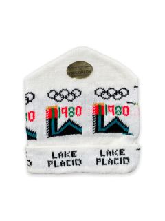 1980's Unisex Accessories - 1984 Olympics Lake Placid Intarsia Knit Ski Beanie Hat