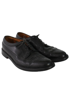1960's Mens Accessories - Black Mod Wingtip Leather Shoes