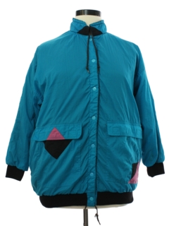 1980's Womens Totally 80s Snap Front Windbreaker Style Jacket