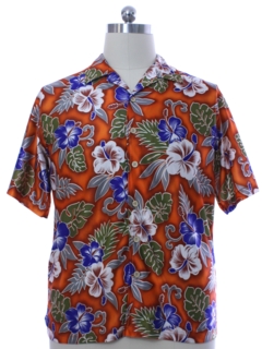 1990's Mens Shiny Club/Rave Style Hawaiian Shirt