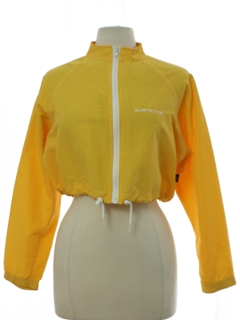 1980's Womens Totally 80s Cropped Surf Style Windbreaker Zip Jacket