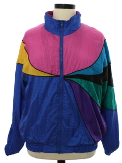 1980's Womens Totally 80s Look Nylon Windbreaker Track Jacket