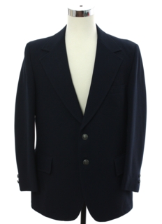 1970's Mens Midnight Blue Disco Blazer Sport Coat Jacket