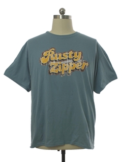 1990's Unisex Slate Blue Rusty Zipper T-Shirt