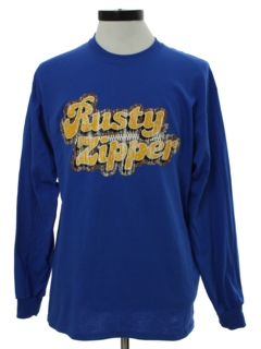 1990's Unisex Royal Blue Rusty Zipper Longsleeve T-Shirt
