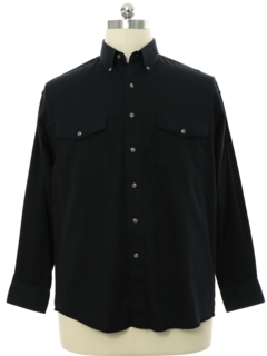 1990's Mens Black Wrangler Cotton Twill Western Shirt