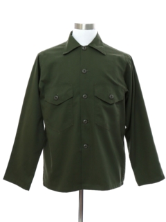 1970's Mens Military Style Uniform Work Shirt