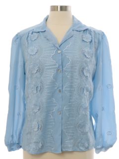 1980's Womens Embroidered Appliqued Shirt