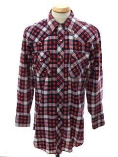 1980's Mens or Boys Flannel Western Shirt