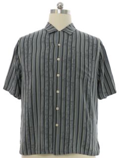 1990's Mens Silk Subtle Hawaiian Style Sport Shirt