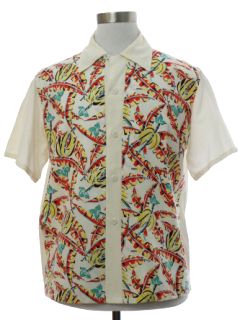 1940's Mens Custom Tropical Print Sport Shirt