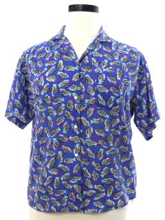 1980's Womens Rayon Totally 80s Graphic Print Shirt