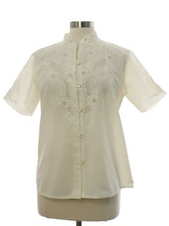 1980's Womens Embroidered Tunic Style Shirt