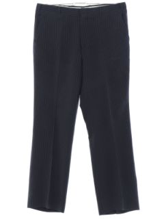 1980's Mens Sears Roebuck Dark Blue Pinstriped Flat Front Slacks Pants
