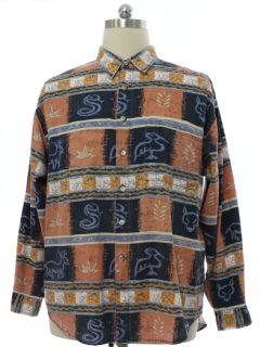 1990's Mens Cotton Graphic Print Shirt