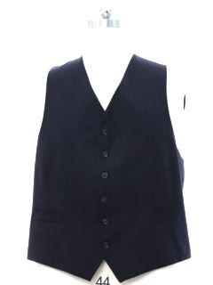1990's Mens Black Pinstriped Suit Vest