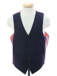 1980's Mens Dark Blue Pinstriped Suit Vest