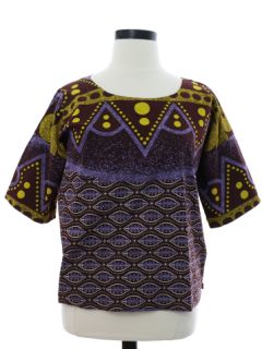 1990's Womens African Print Tunic Style Shirt